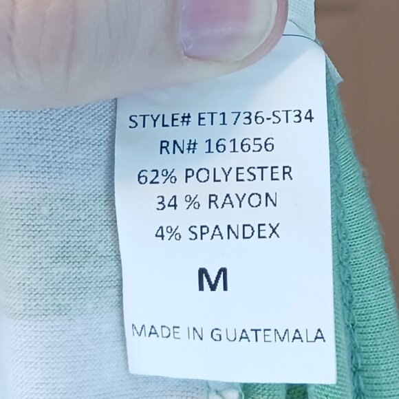 #91 3/$18 - Sew in Love Green/White Short Sleeve Top Size M - Picture 5 of 6